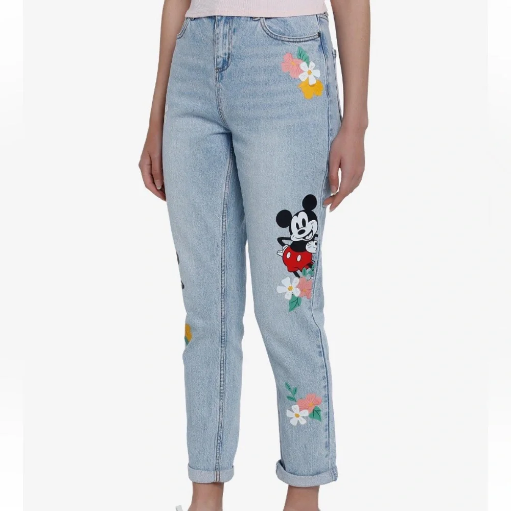 Disney Mickey‎ Mouse Floral Mom Jeans Hot Topic Minnie Mouse
